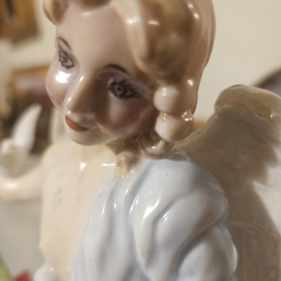 Garden Angel Statue, Porcelain Hand Painted by Myrna for the Garden or... - Picture 7 of 7